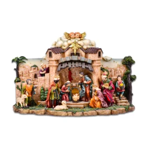 Nacimiento con establo, música y luz