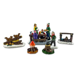 Juego villa navideña con luces 6 piezas (10 cm)