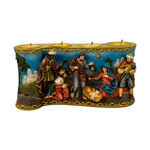 Portavela Decorativo con Escena de Nacimiento (27 cm)