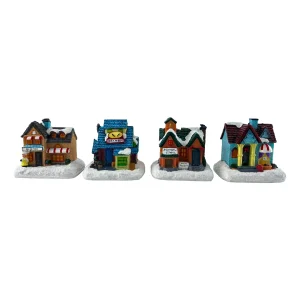 Set de Villas Navideñas con Luz (4 piezas)