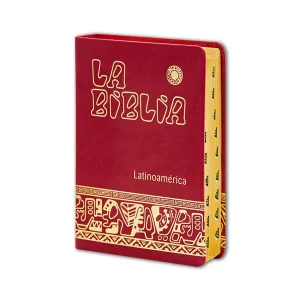La Biblia Latinoamérica letra grande símil-piel roja, canto dorado, con uñeros