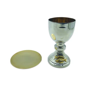 Cáliz (14 cm) Cincelado en Plata Dorado con Patena