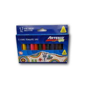 Crayones de cera triangulares jumbo estuche x 12 unidades Artesco