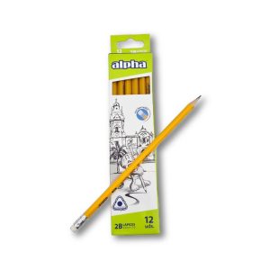 Lápiz Grafito Alpha Amarillo 2B Triangular Caja x 12 Unidades